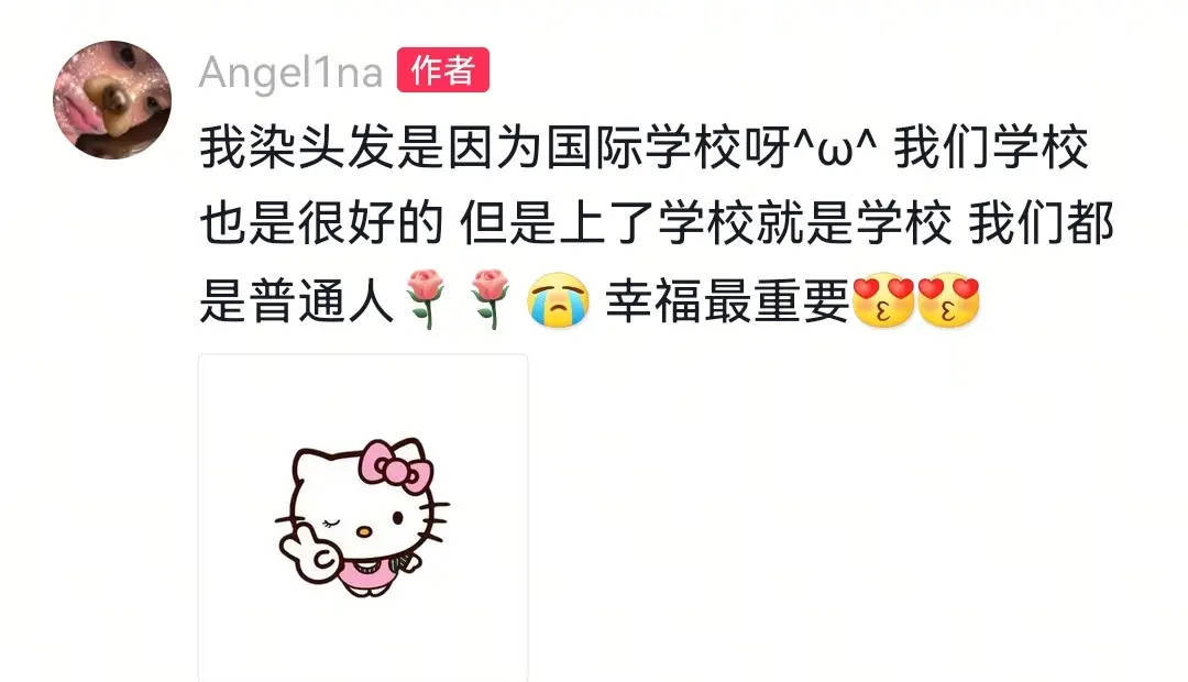 尊龙凯时人生甜馨回应染发：国际学校学习至